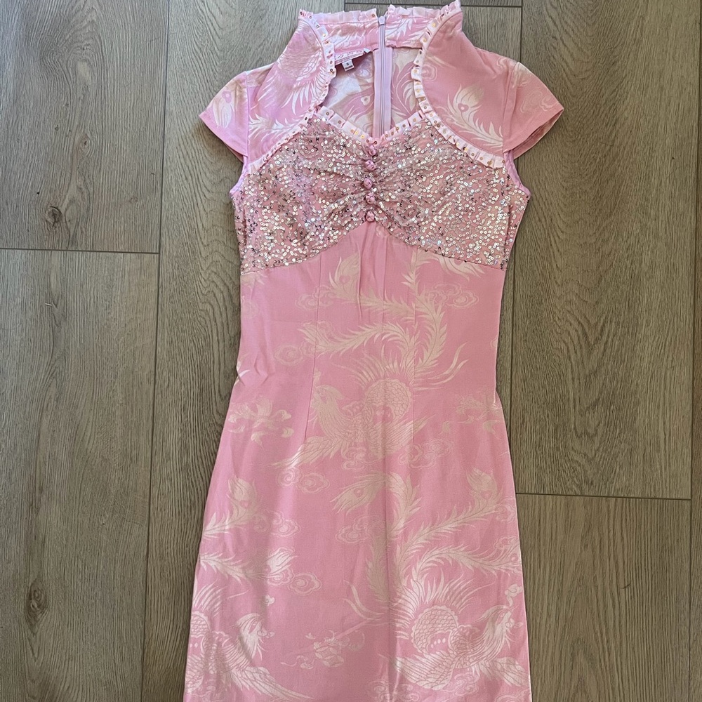 Rare vintage light pink qipao dress/mini dress